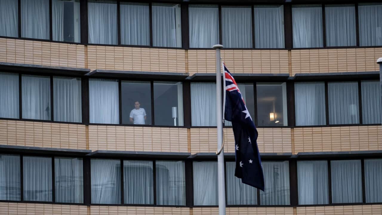 A hotel guest is seen at the Holiday Inn at Melbourne Airpor