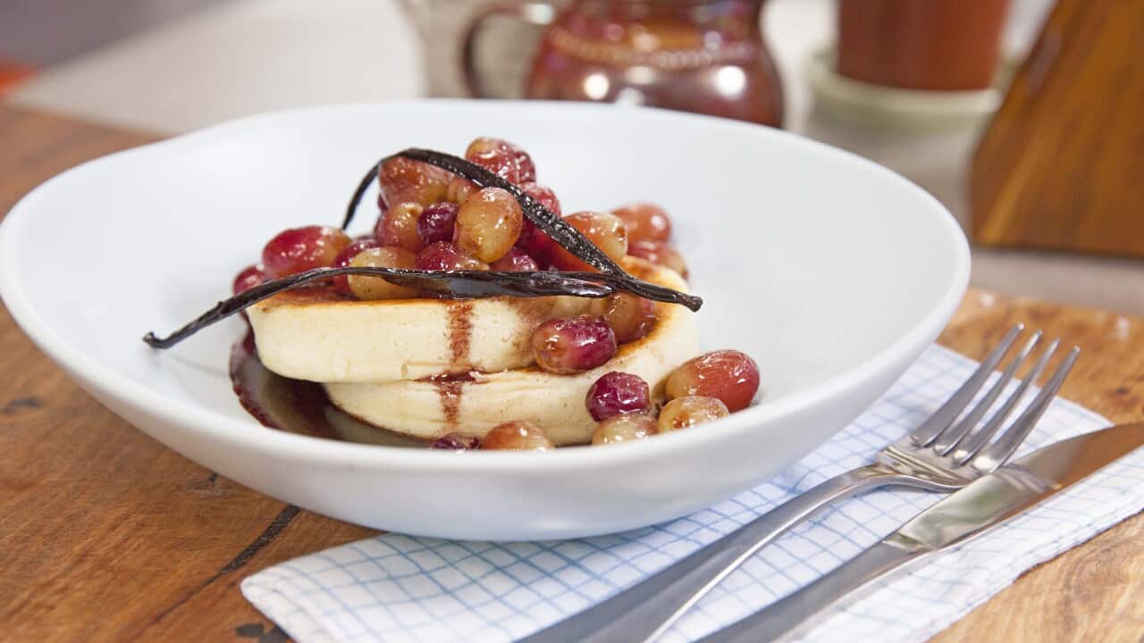 Everyday_Gourmet_S5_Ep10_Homemade Crumpets with sauted maple grapes.jpg