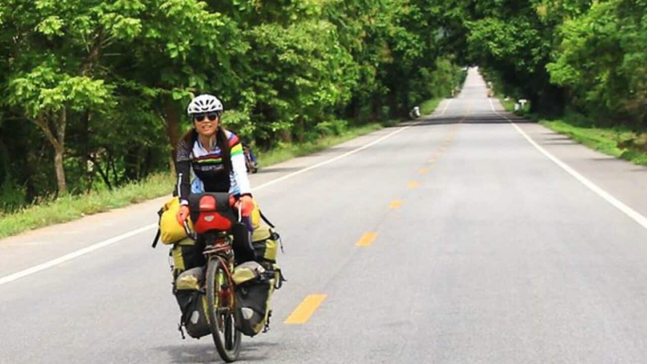 A Korean woman pedaling in 74 countries over the past 9 years lands in QLD
