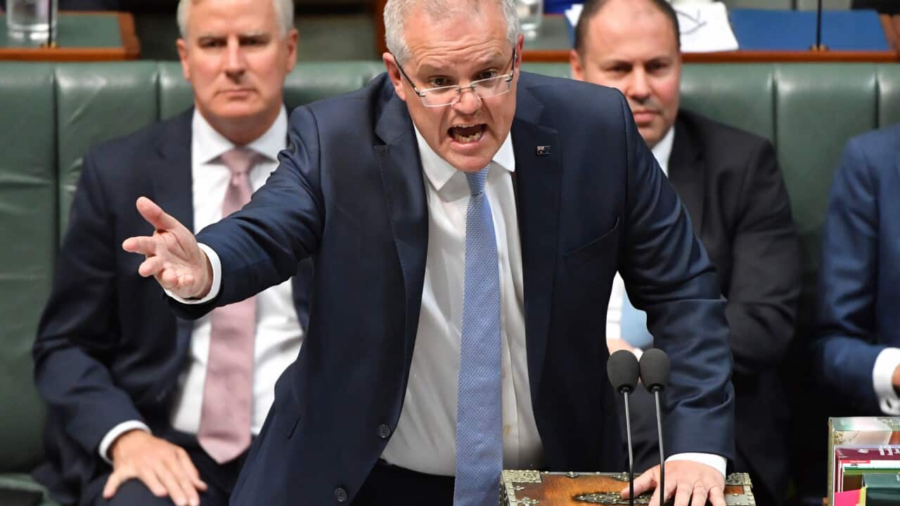 Prime Minister Scott Morrison during Question Time in the House of Representatives at Parliament House in Canberra, Wednesday, February 5, 2020. (AAP Image/Mick Tsikas) NO ARCHIVING