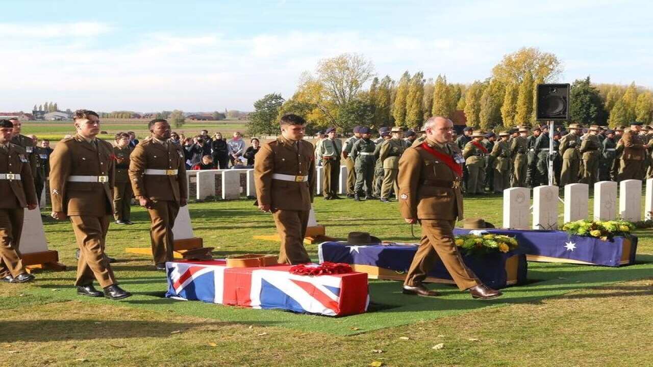 Funeral for unidentified soldiers at Tyne Cot Cemetery