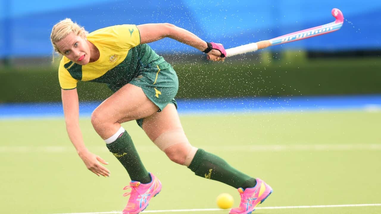 ustralian hockey player Edwina Bone during their practice match against India at the National Hockey Centre ahead of the Commonwealth Games in Glasgow
