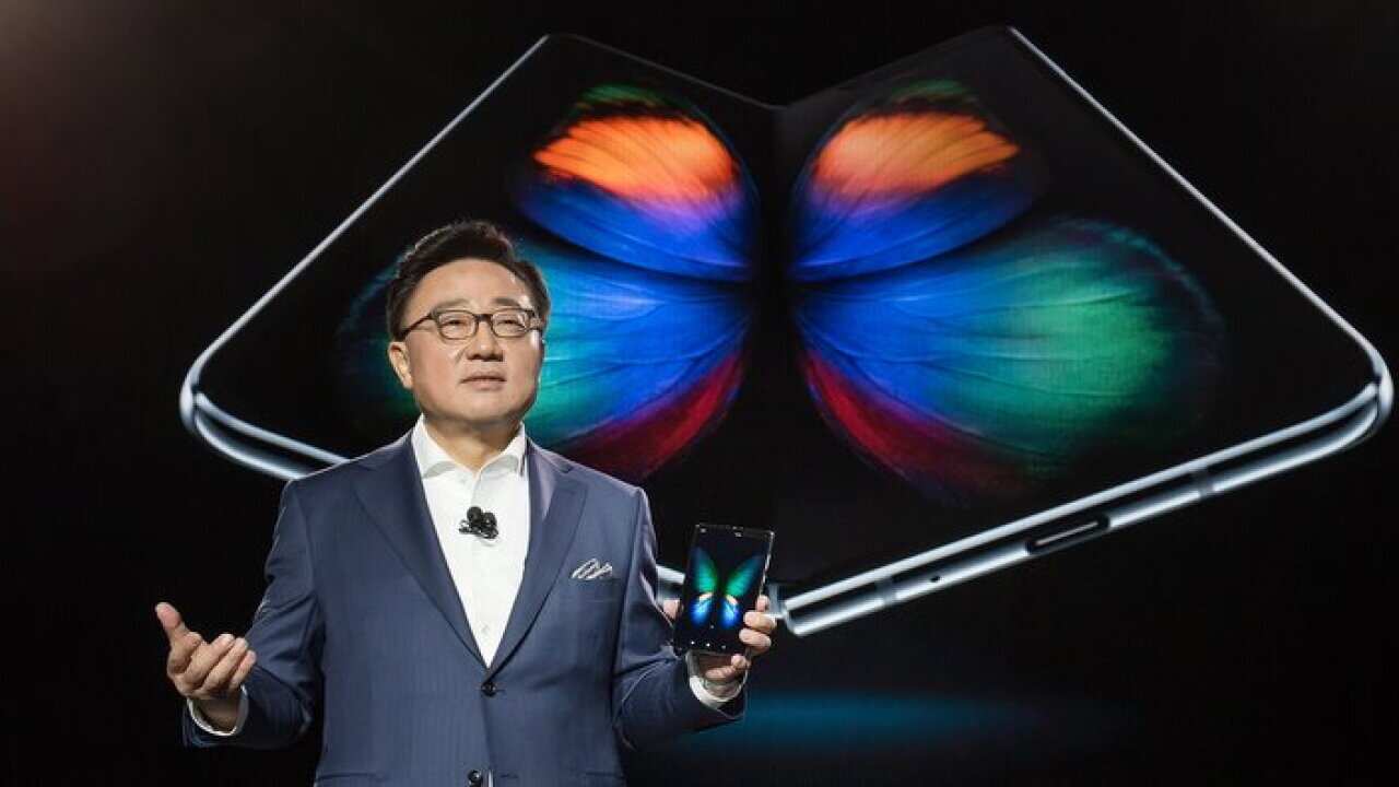 DJ Koh, head of Samsung Electronics Co.'s IT & Mobile Communications Division, unveiling the Galaxy Fold.