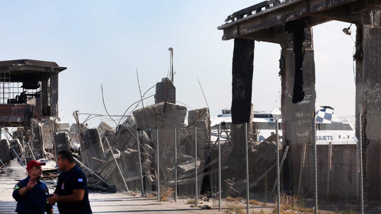 A view on a collapsed old conveyor belt at the port of Piraeus after the eathquake that shook the capital Athens, Greece, 19 July 2019.