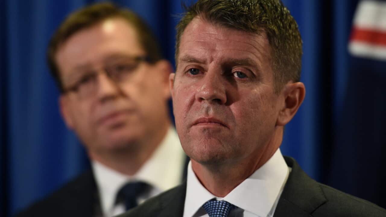 NSW Premier Mike Baird (R) with Deputy Premier Tony Grant