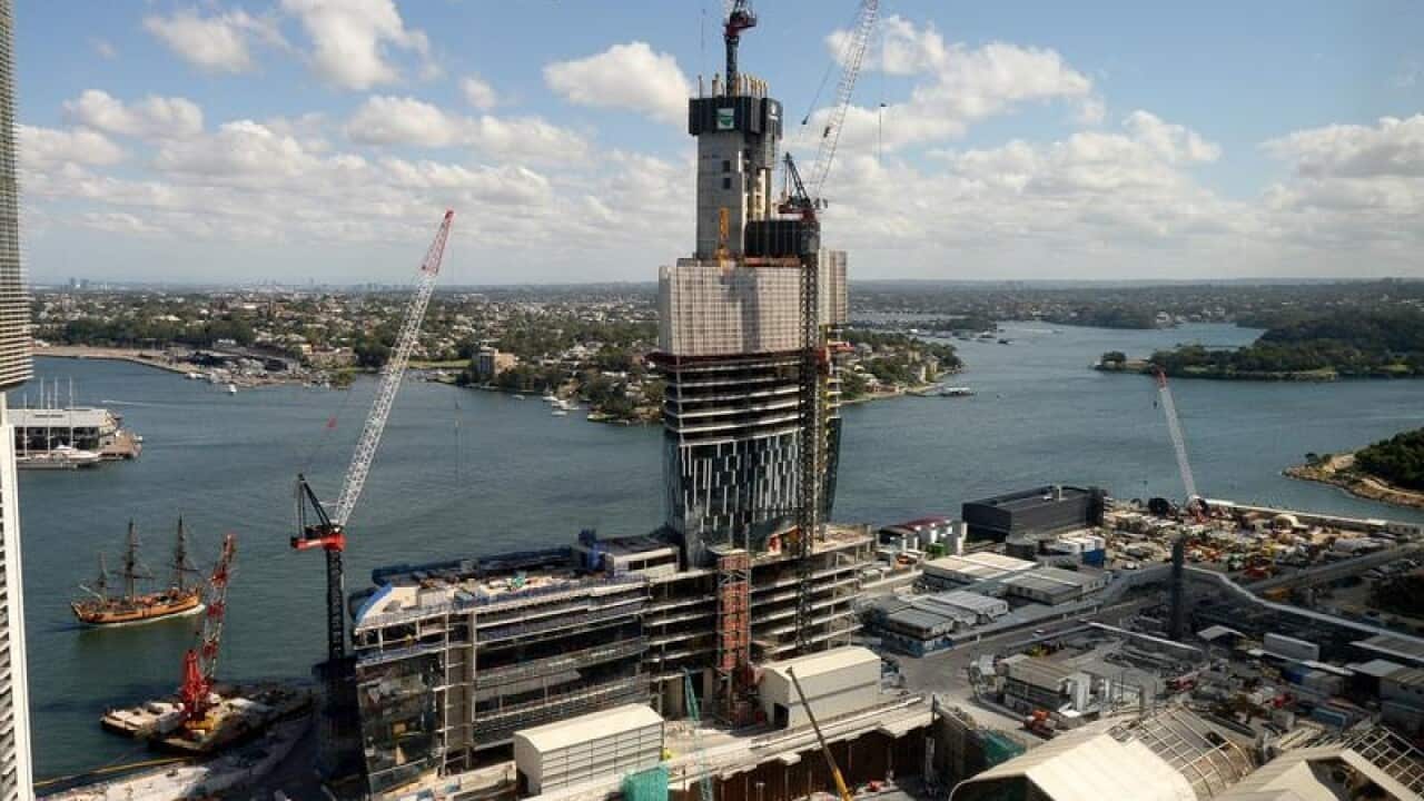 Construction continues on the Crown Casino building at Sydney