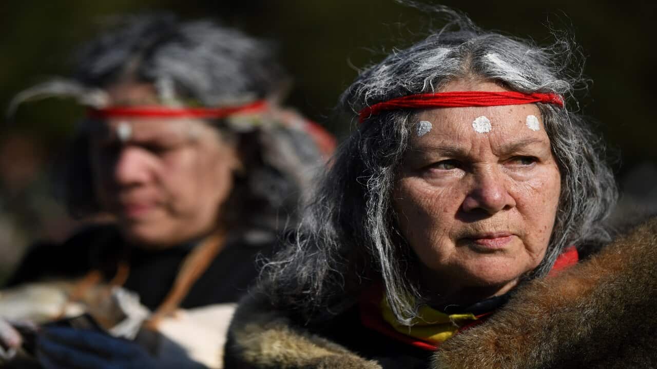 Protesters participate in a Black Lives Matter (BLM) rally at The Domain in Sydney, Sunday, July 5, 2020.