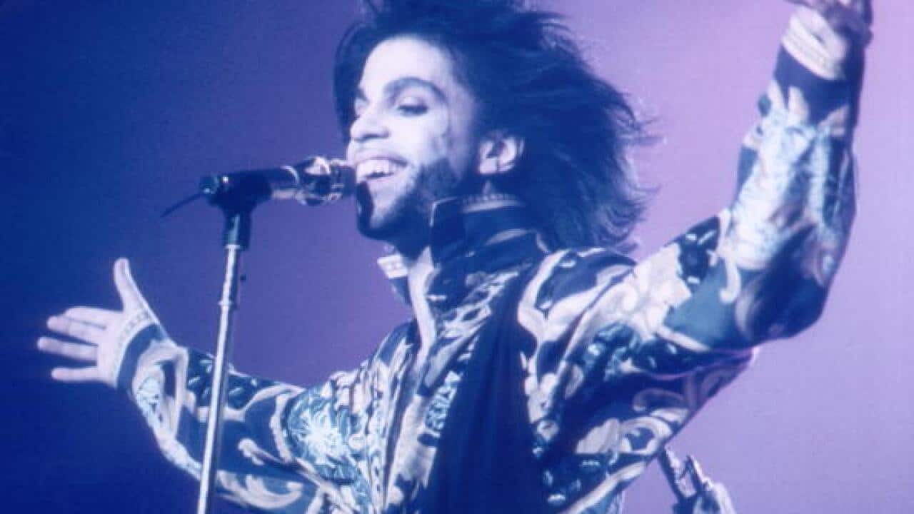 File image of pop star Prince performing at Wembley, London in 1990.