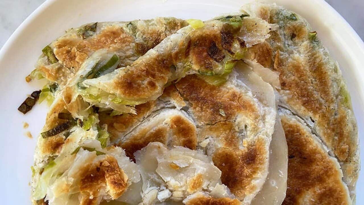 Two-ingredient shortcut spring onion pancakes
