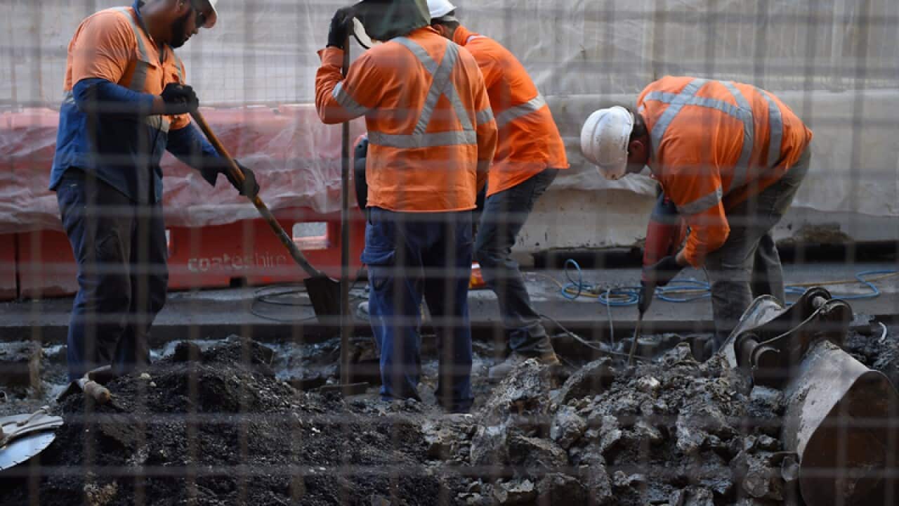 Road maintenance workers in Sydney