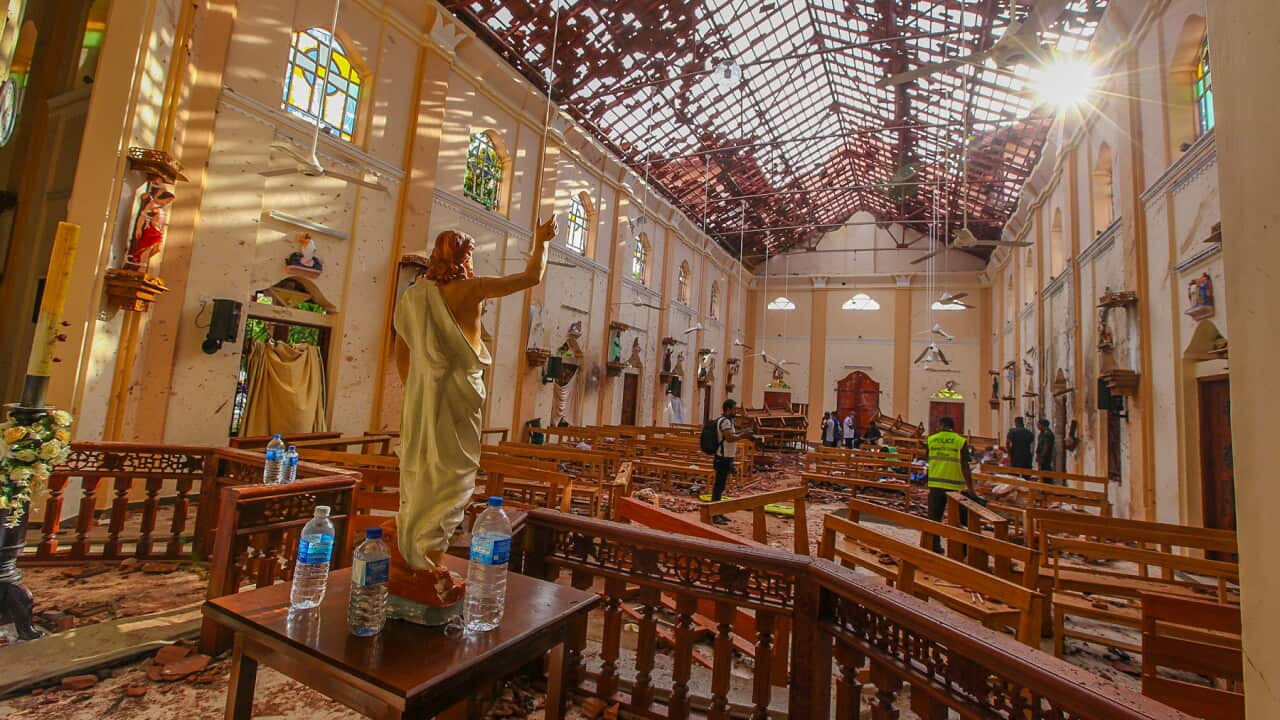 The inside of St. Sebastian's Church damaged in the terrorist blast in Sri Lanka