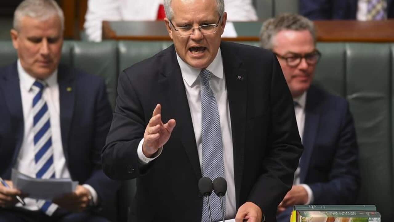 Prime Minister Scott Morrison speaks during question time.