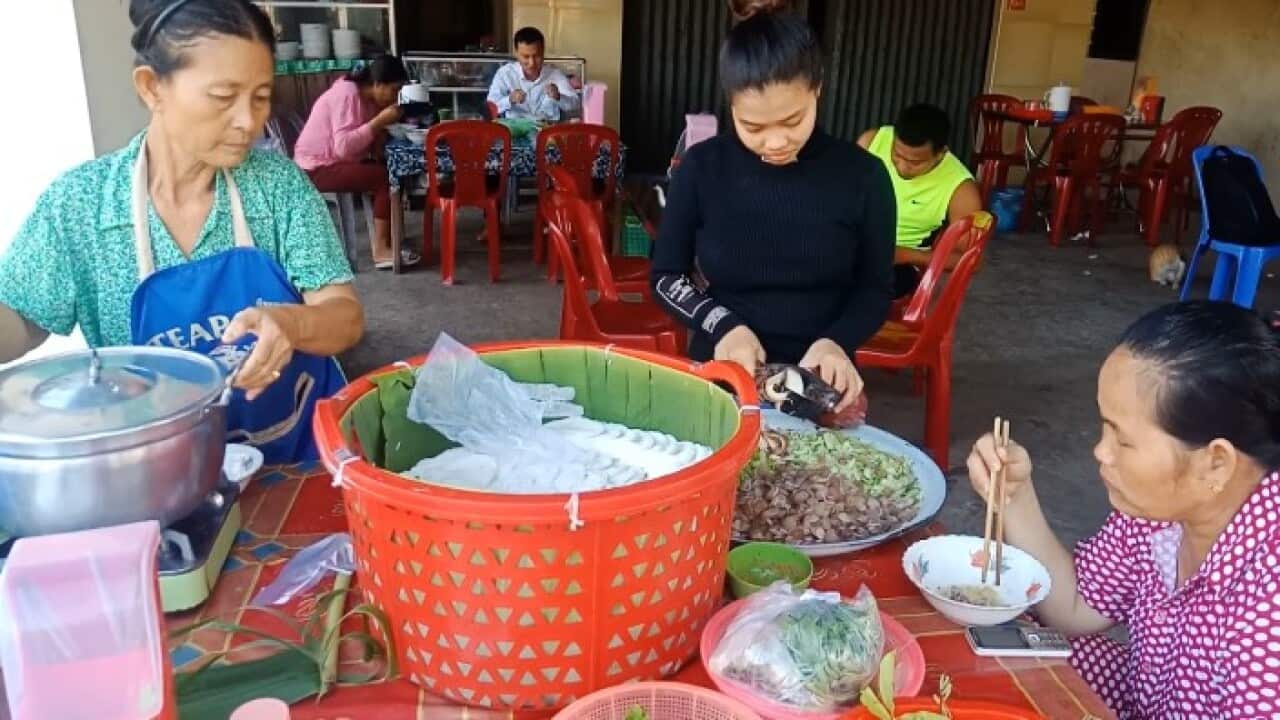 Khmer noodles shop in Cambodia