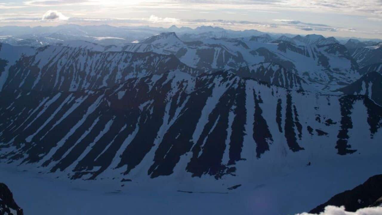 The view from the melting southern summit of Kebnekaise.