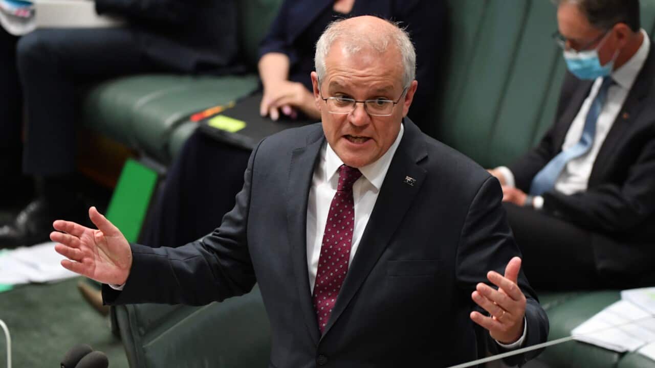 Prime Minister Scott Morrison at Parliament House in Canberra.