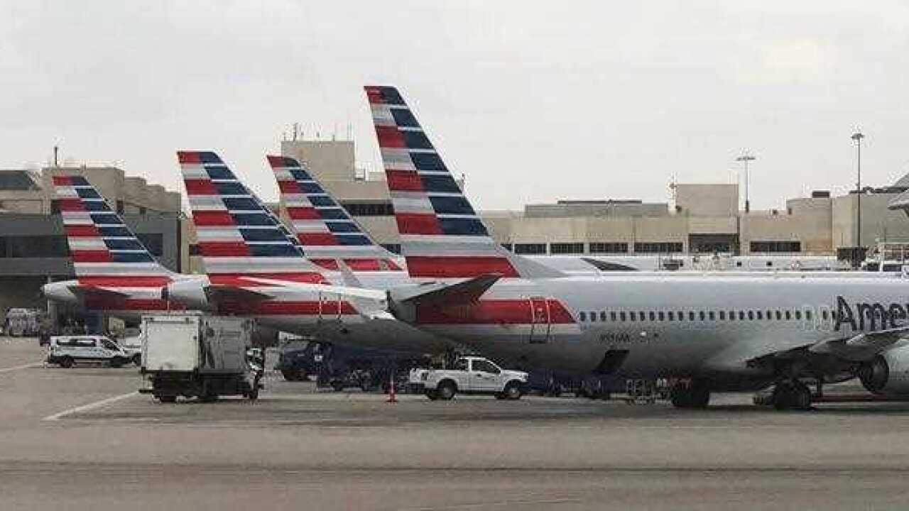 American Airlines planes parked along Terminal Four at Los Angeles International Airport (LAX) in Los Angeles, California, USA, 30 April 2018.