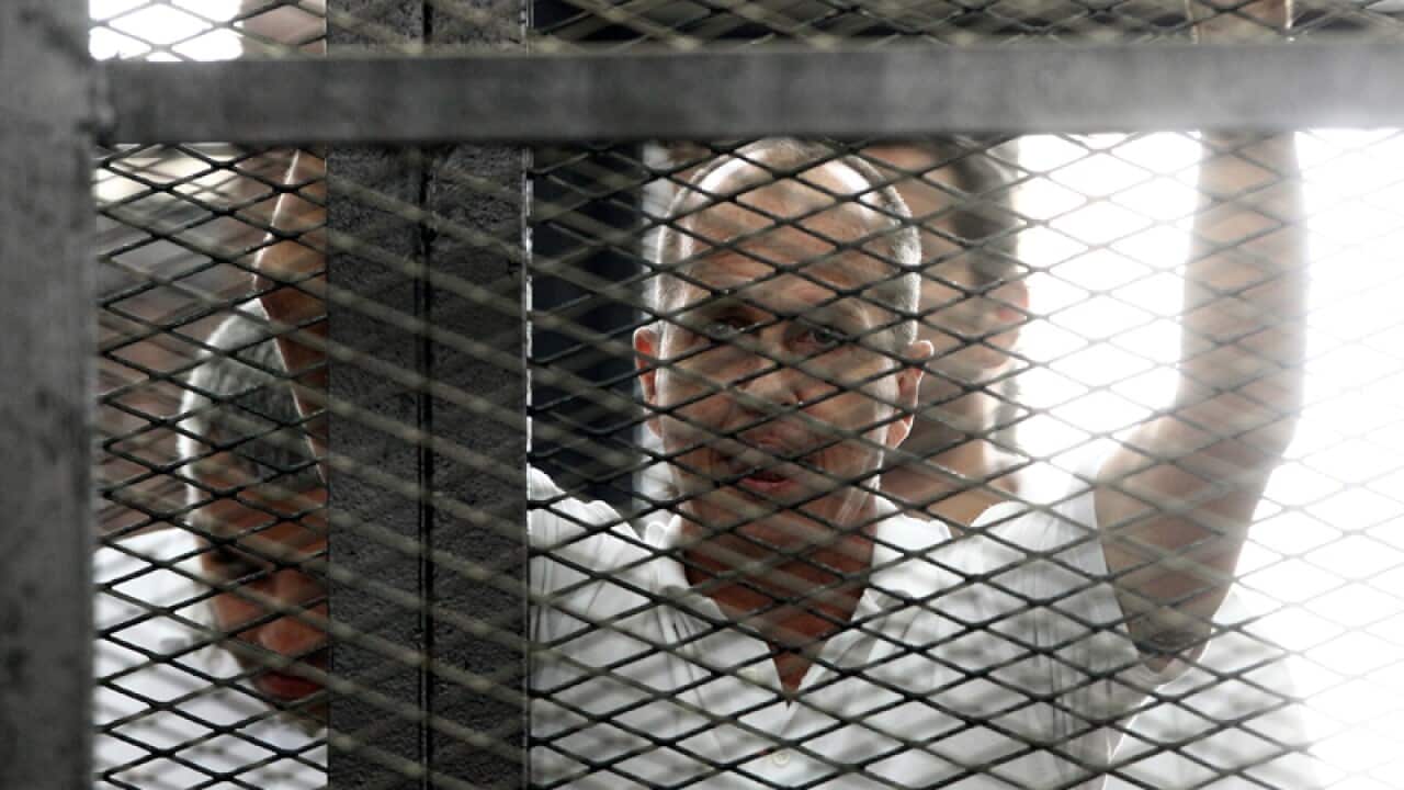Australian journalist Peter Greste during a trial session, Egypt