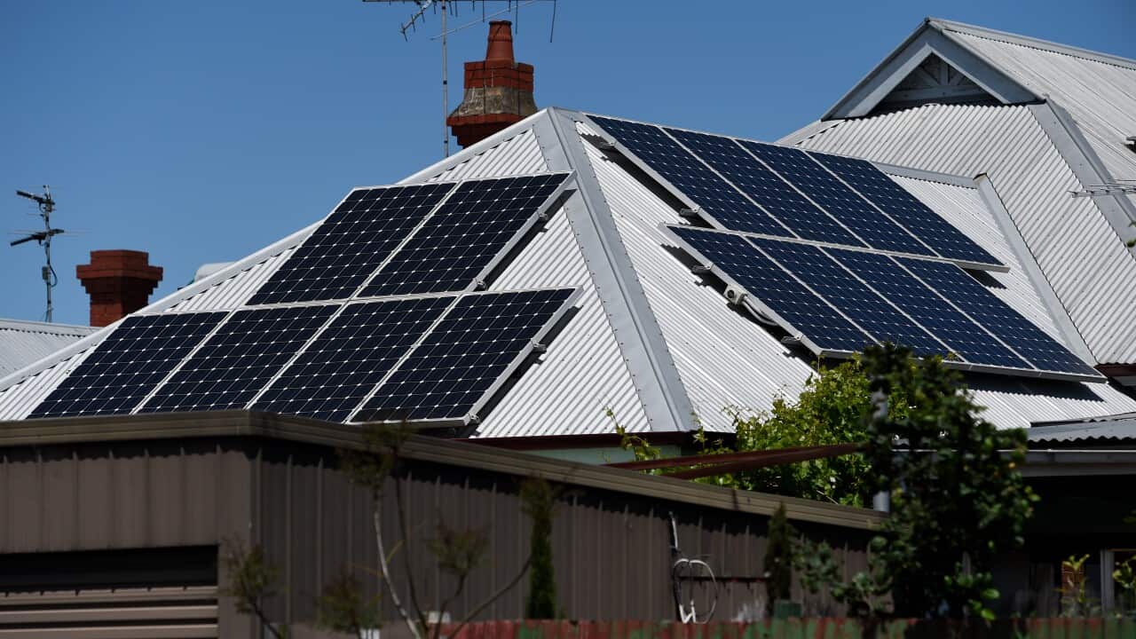 Solar panels on the roof of a house