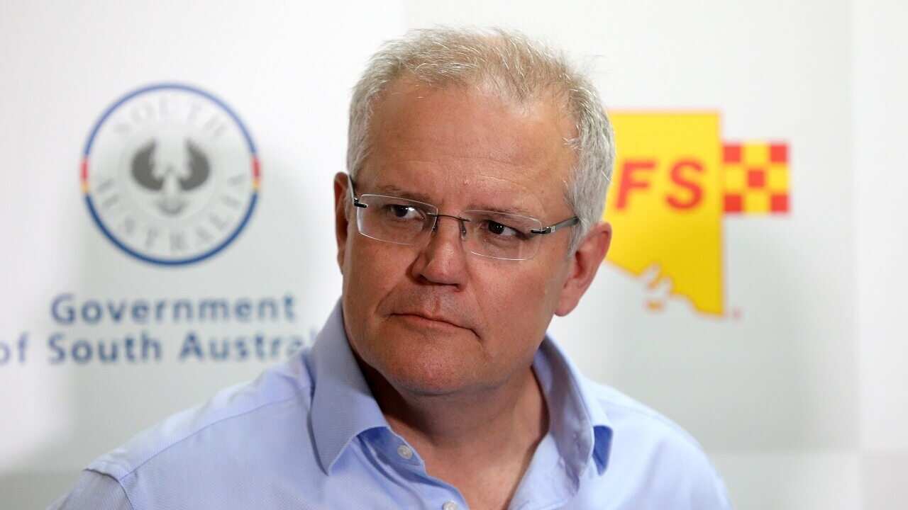 Prime Minister Scott Morrison speaks to the media about the bushfires on Tuesday.