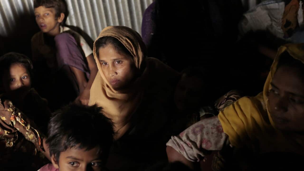 Rohingya from Myanmar at an unregistered refugee camp in Bangladesh