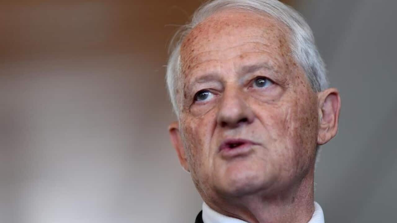 Former Liberal MP Phillip Ruddock speaking to the media