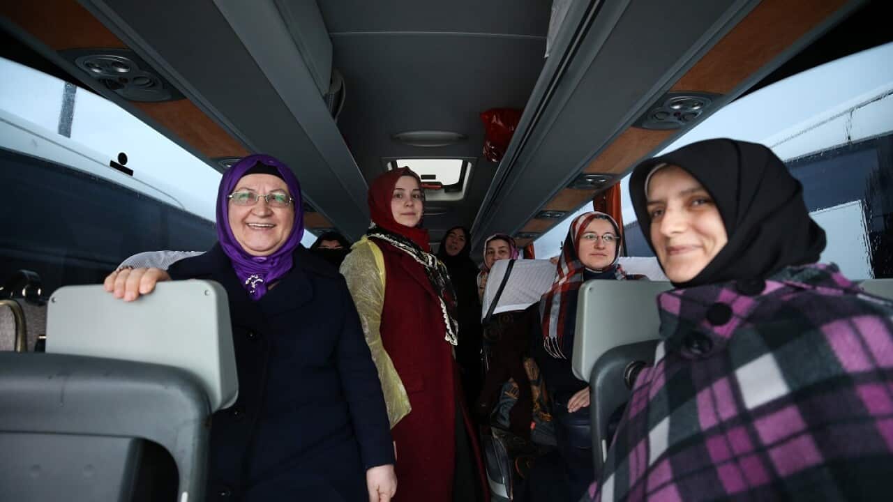 Women from more than 50 countries are in the convoy.