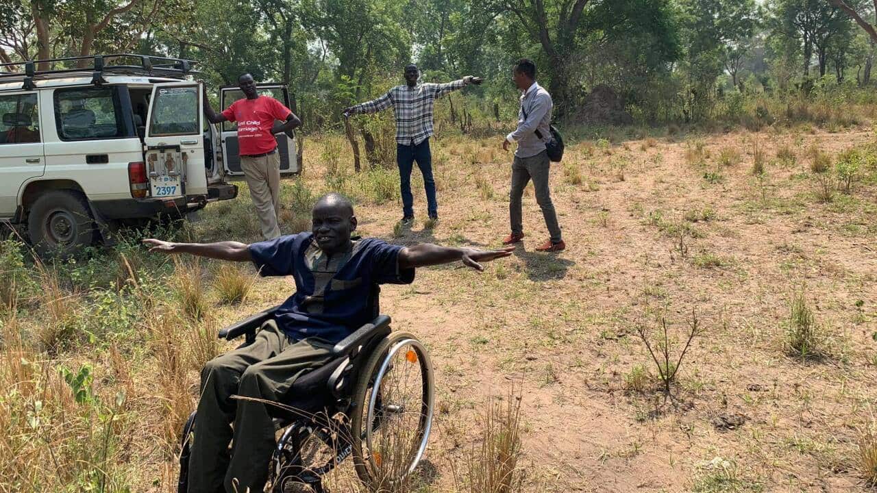 Deng Bol Aruai in Pinyudo with some of the friends