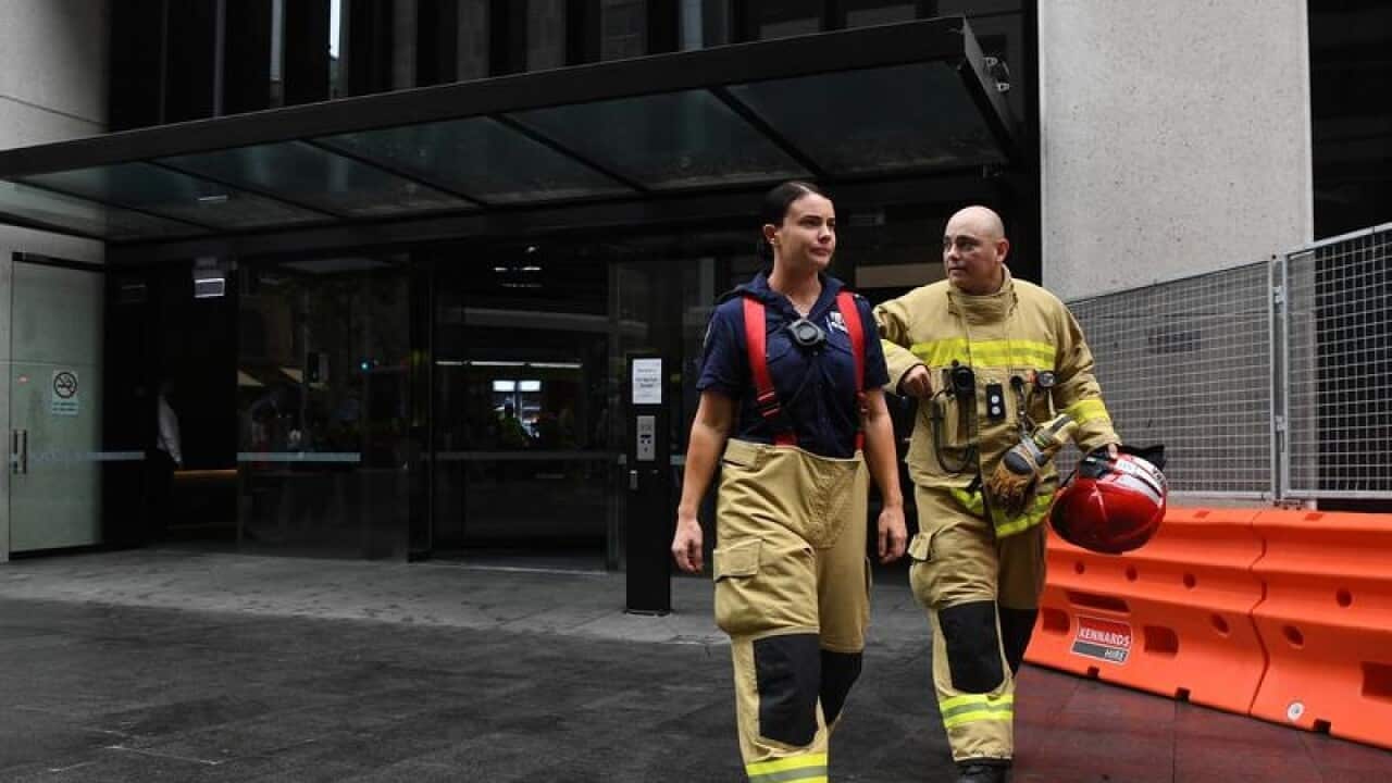 NSW Fire and Rescue workers in Sydney.