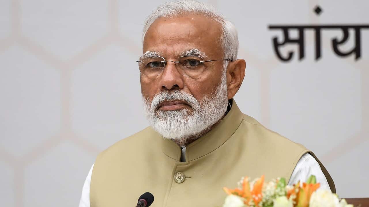 Bharatiya Janata Party (BJP) leader and Indian Prime Minister Narendra Modi at BJP headquarters in New Delhi on May 21, 2019.