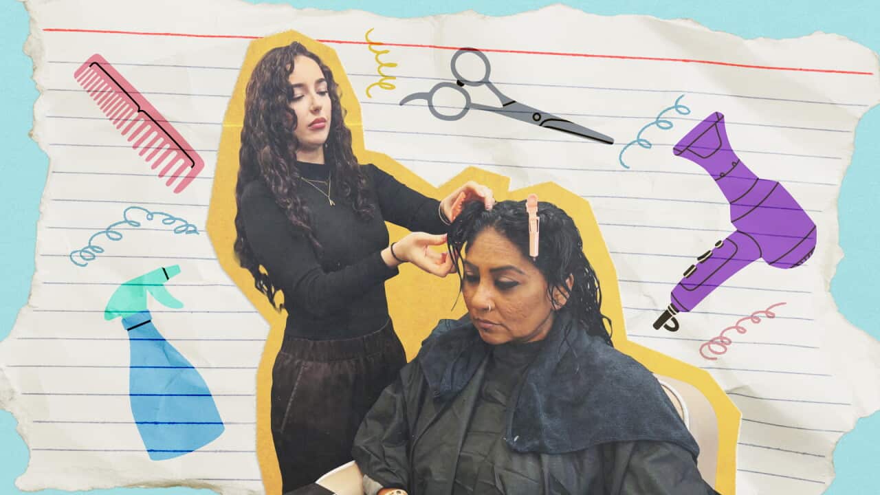 A client with curly hair at a specialist salon