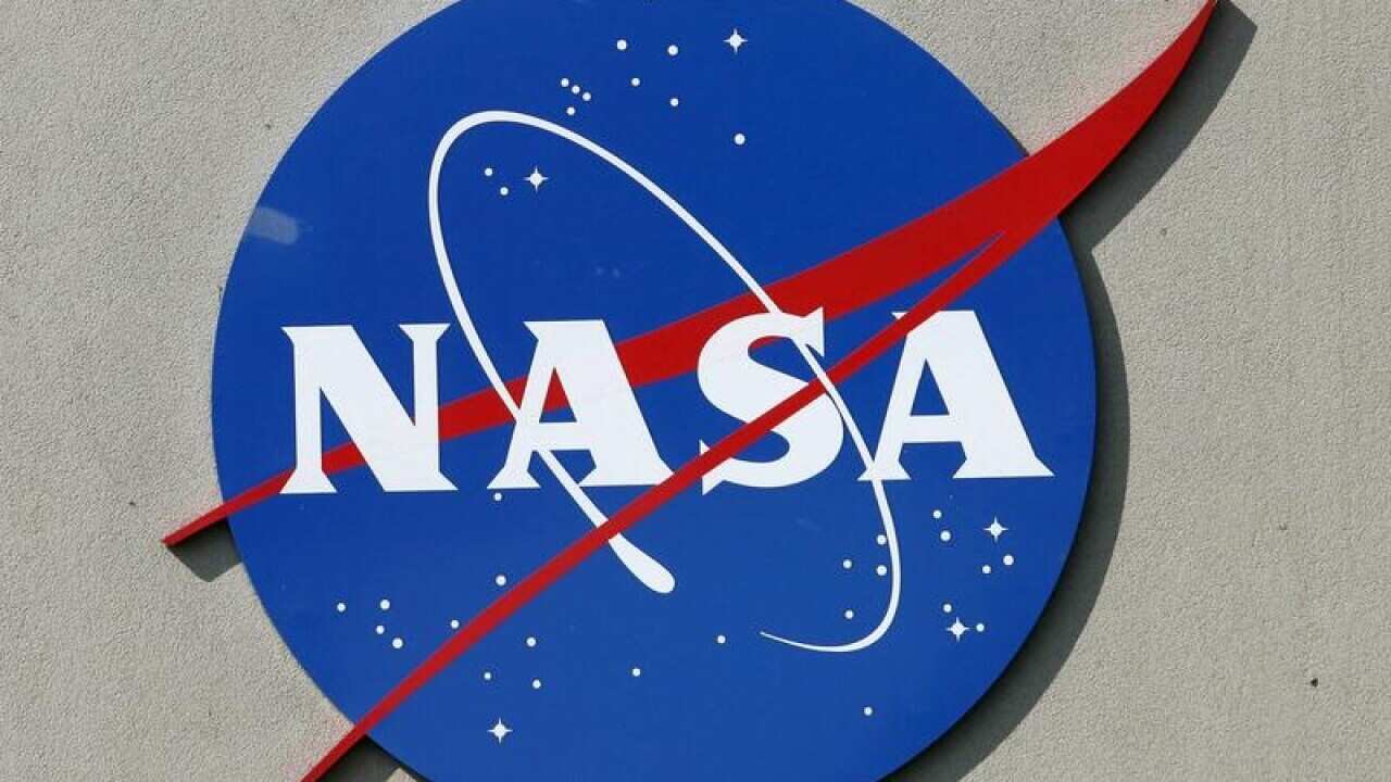 The NASA logo on a wall.