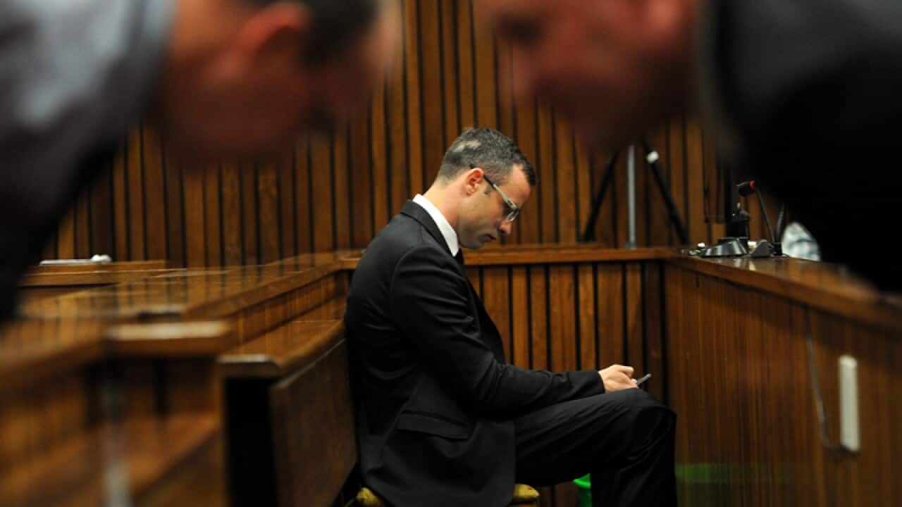 Paralympic athlete Oscar Pistorius during his ongoing murder trial