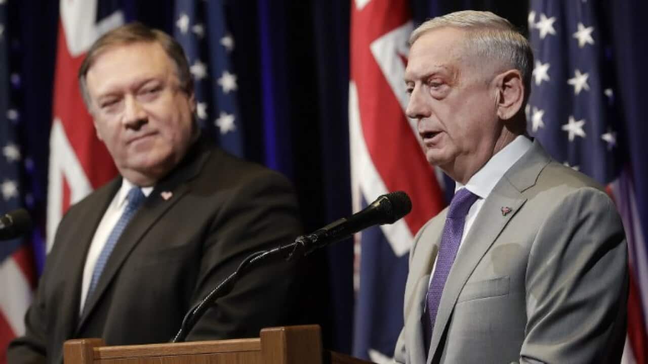 From Left:US Secretary of State Mike Pompeo and US Secretary of Defense Jim Mattis