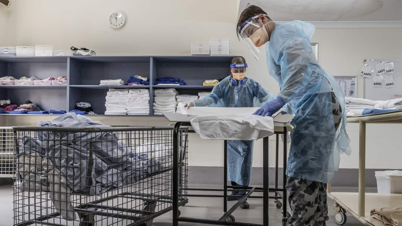 Royal Australian Navy staff help to fill vacant positions in an aged-care facility in southern New South Wales.