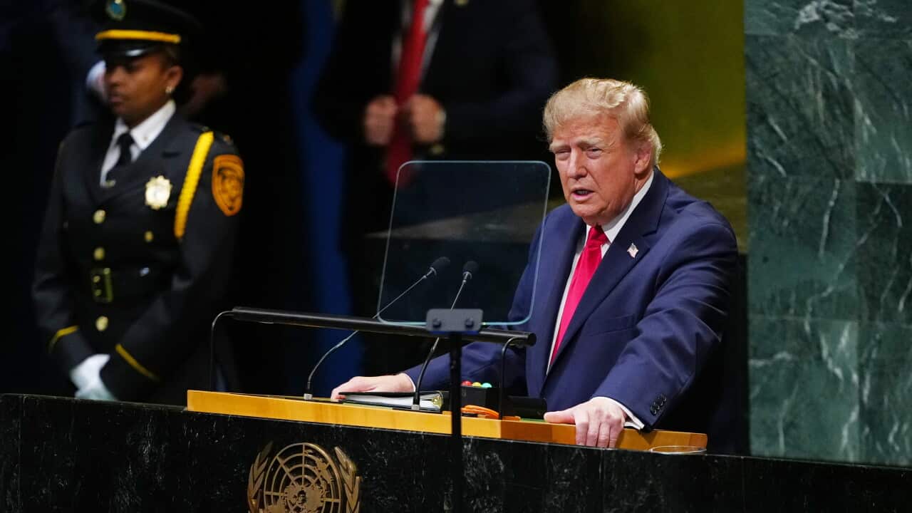 President Donald Trump speaks to the United Nations General Assembly - AAP