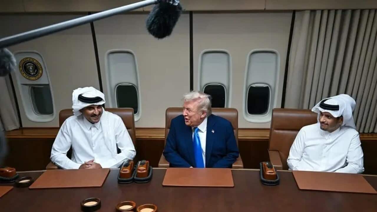 US President Donald Trump meets Qatar’s Emir Sheikh Tamim bin Hamad Al-Thani.jpg
