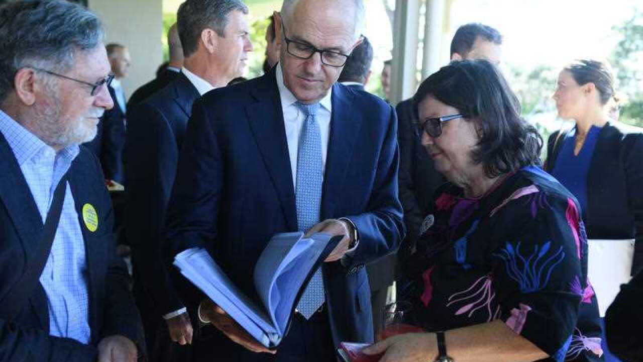 Australian Prime Minister Malcolm Turnbull meets with survivors of Institutional Child Sexual Abuse at Kirribilli House in Sydney, Friday, March 9, 2018.