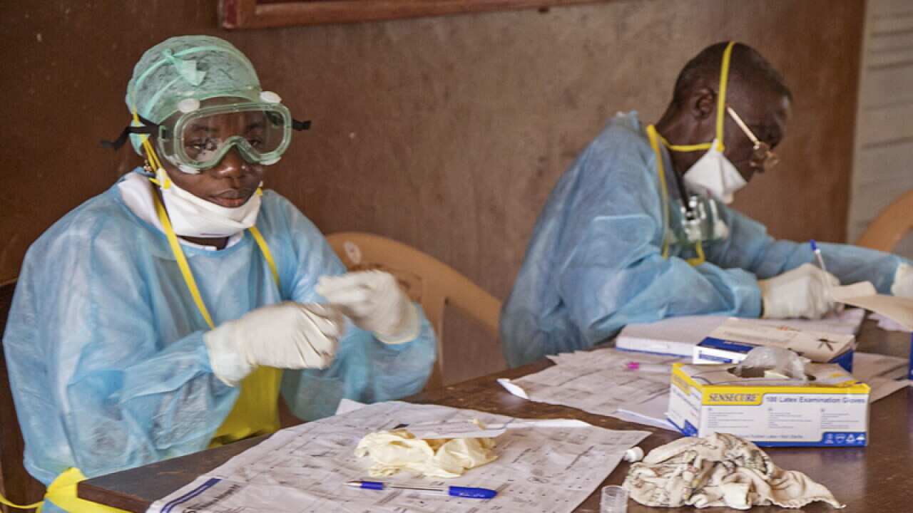 Health care workers in Sierra Leone.