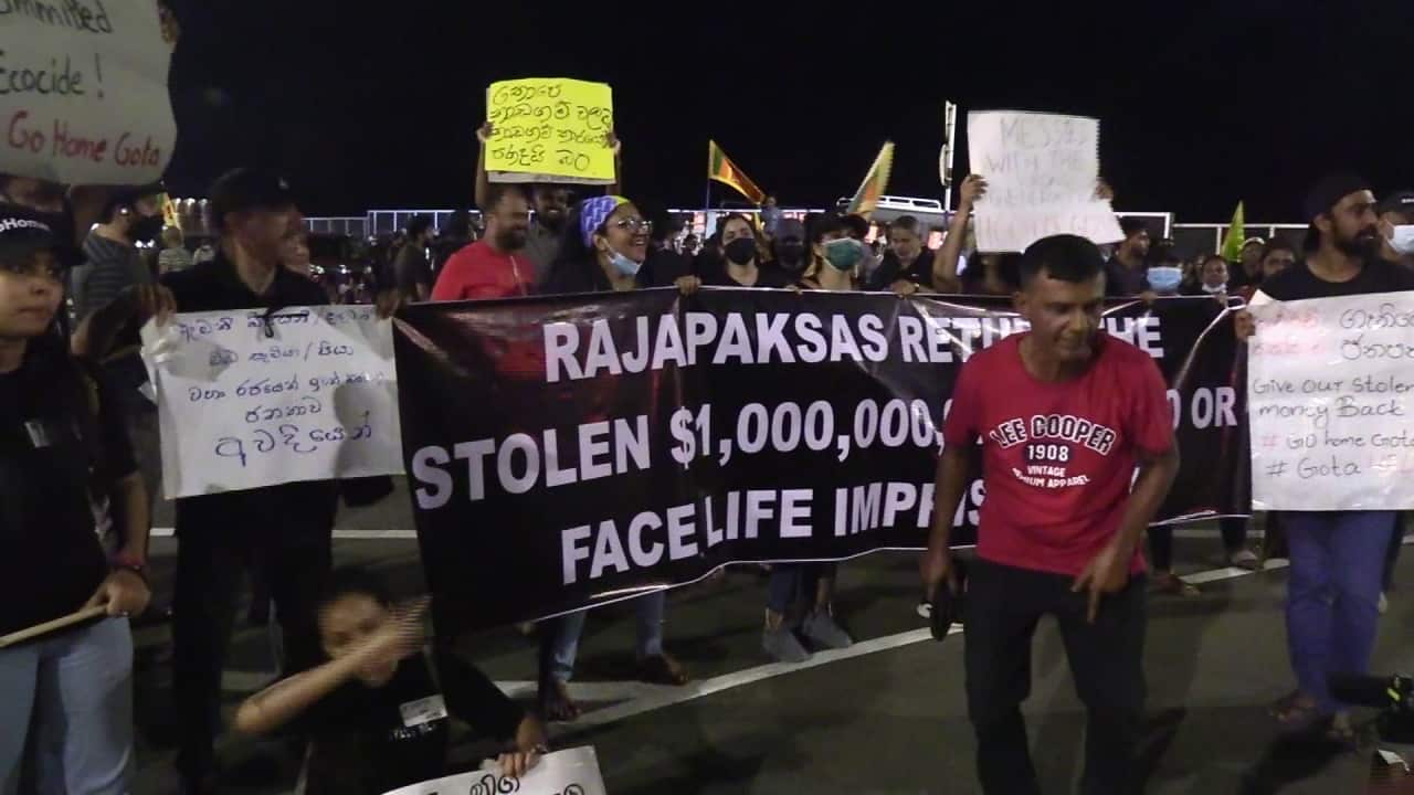 People protest in Colombo, Sri Lanka