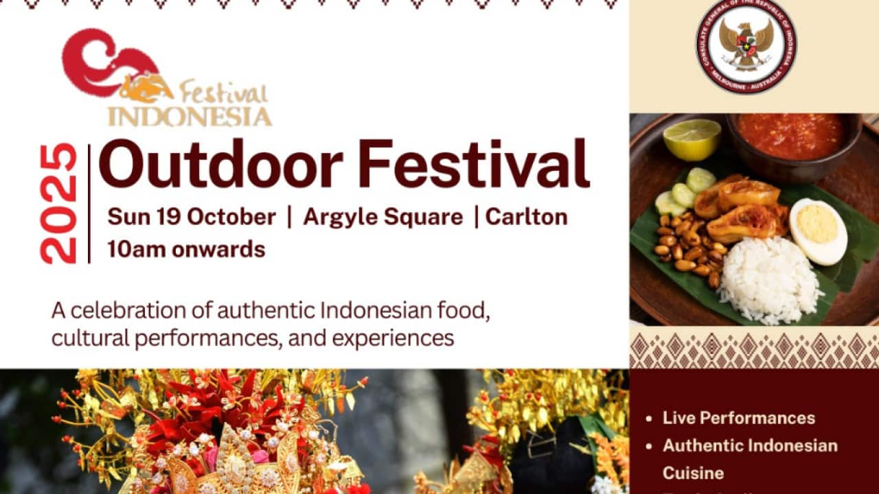 Official flyer of Indonesian Festival 2025 – Melbourne 17, 19 & 20 October. Courtesy: Indonesian Festival 2025.