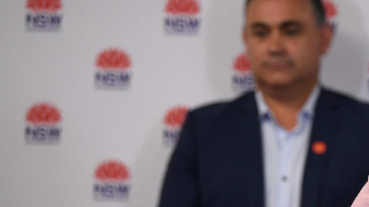 NSW Premier Gladys Berejiklian speaks to the media during a press conference in Sydney, Sunday, June 14, 2020. (AAP Image/Joel Carrett) NO ARCHIVING