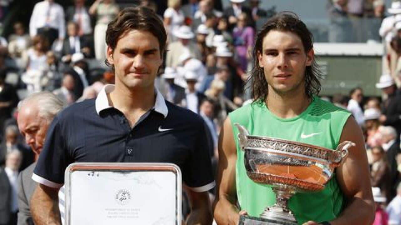 Roger Federer et Rafael Nadal en 2008.