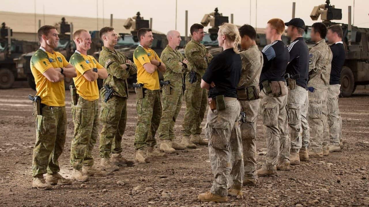 Australian and New Zealand Defence Force personnel at the Taji Military Complex in Iraq