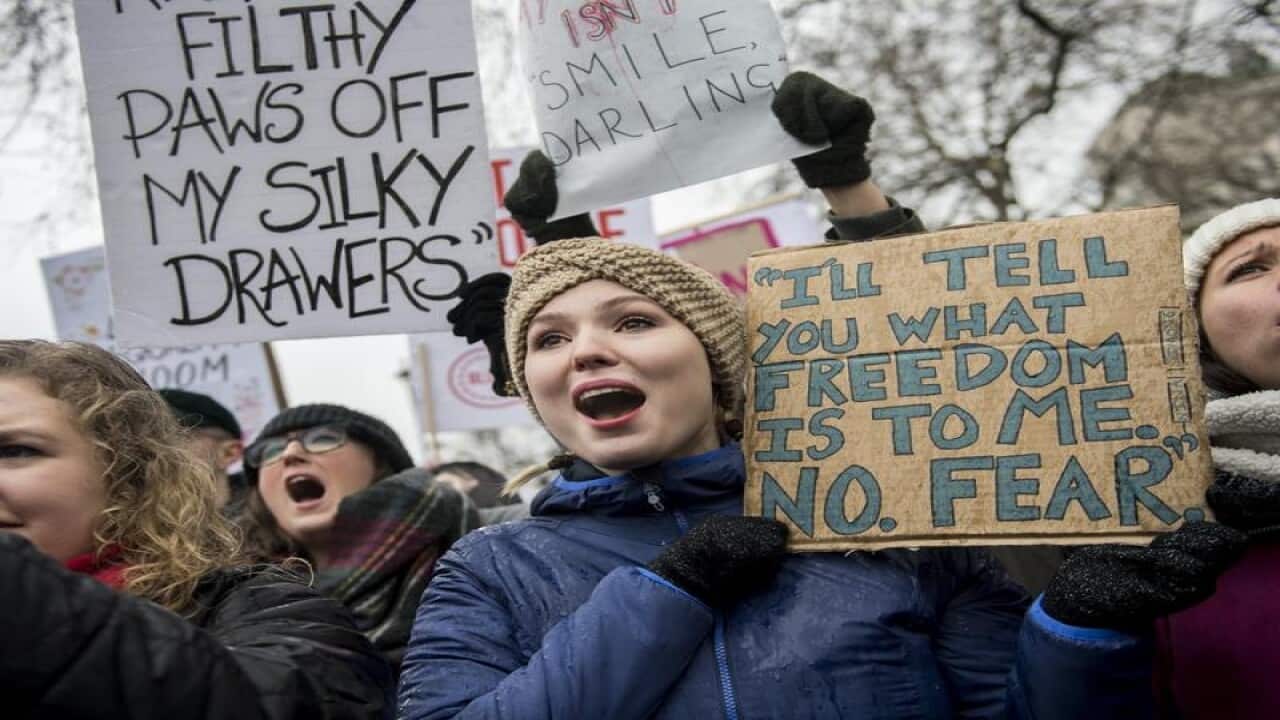 Women march in central London
