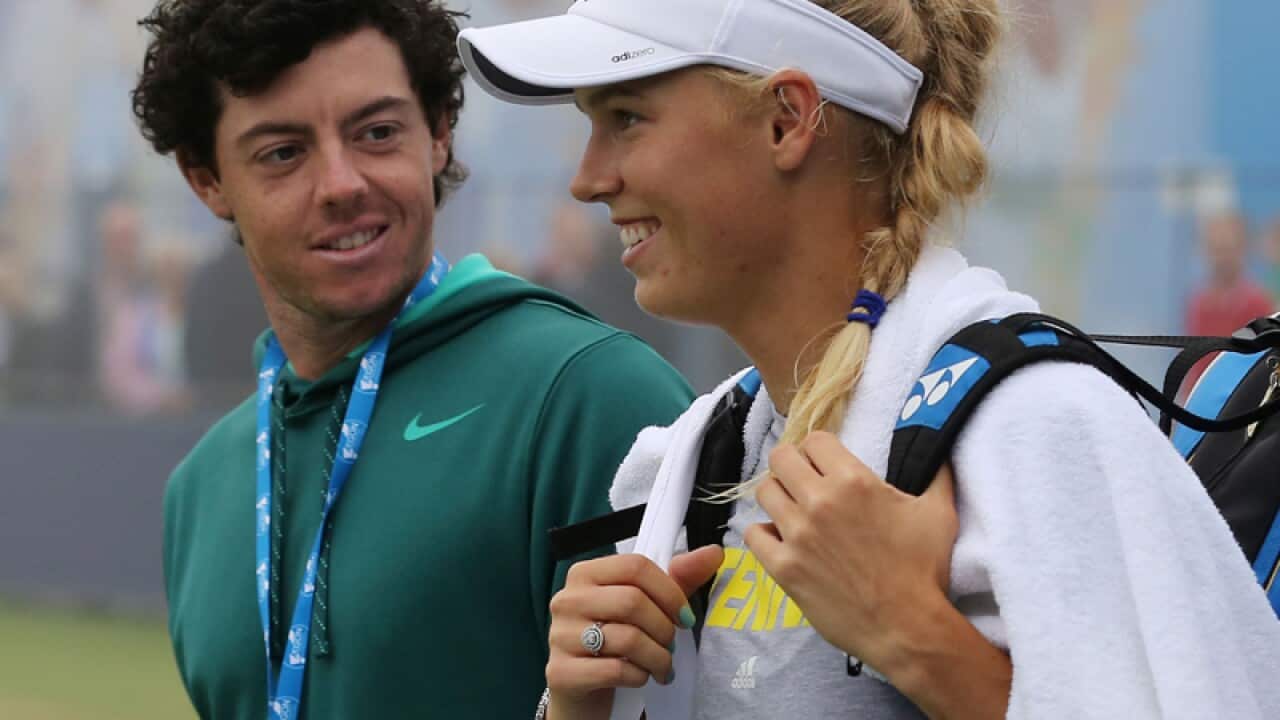 Golfer Rory McIlroy with his girlfriend Caroline Wozniacki