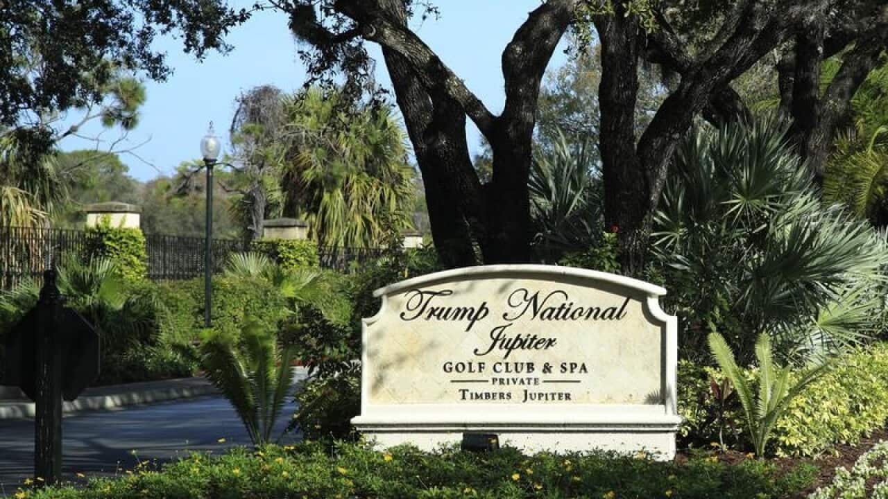 The entrance to Trump National Golf Club in Jupiter, Florida