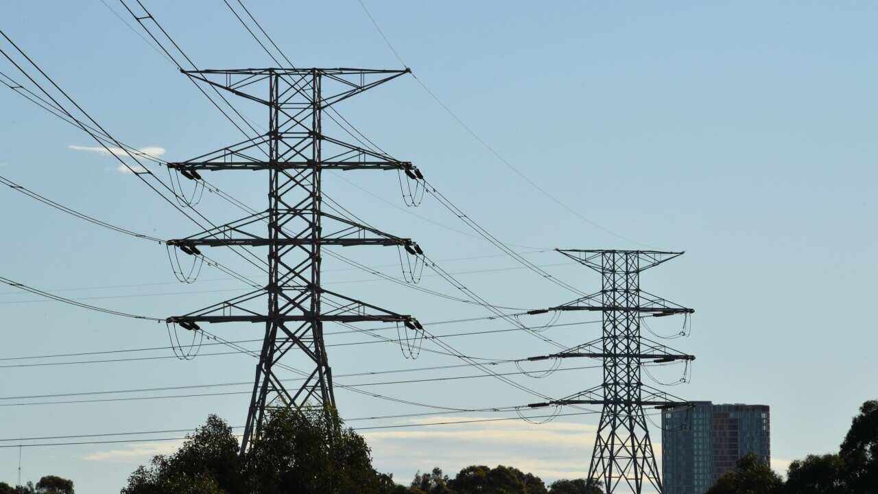 High voltage transmission lines in Sydney, Australia.