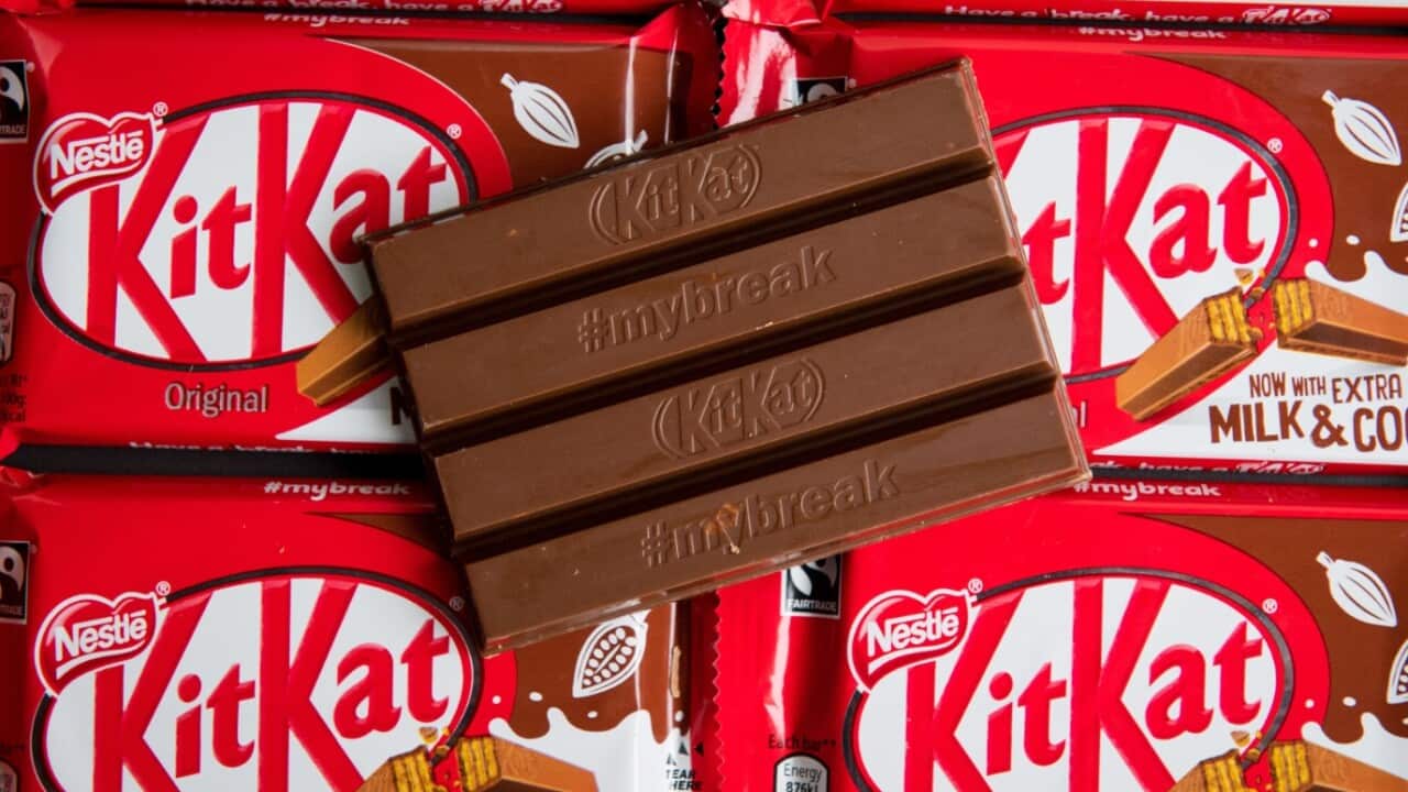 Four finger KitKat biscuits in London after a bid by Nestle to register the shape of the four-finger chocolate bar