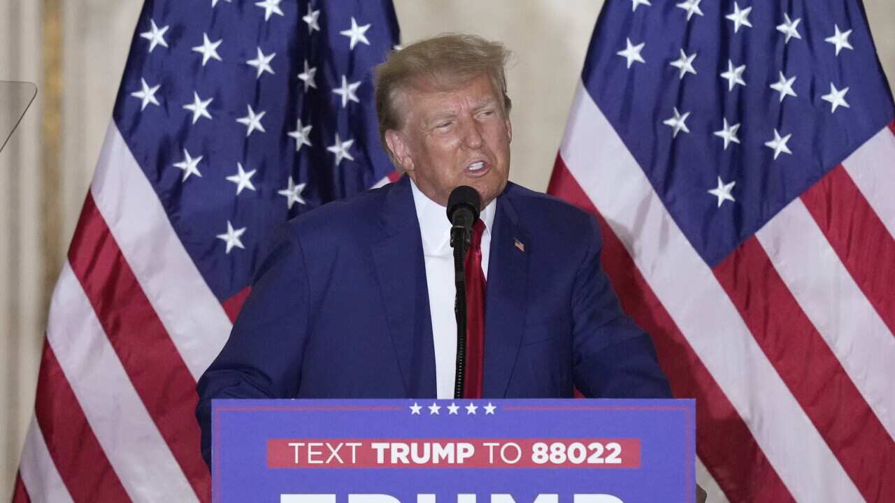 Donald Trump addressing his supporters at Mar-A-Lago in Florida.