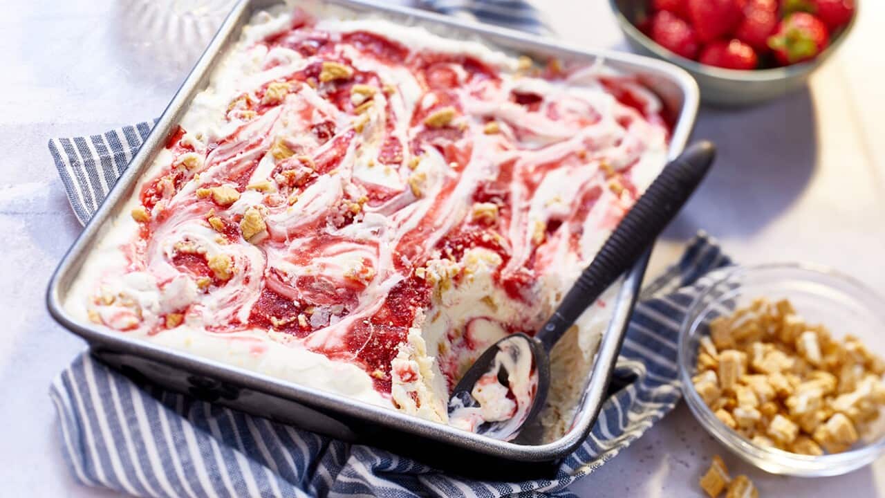 No-churn strawberry cheesecake ice-cream